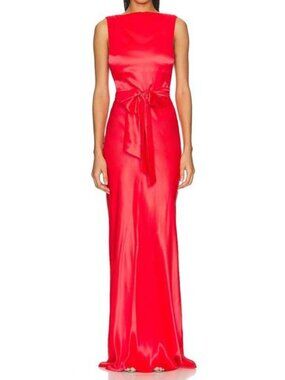 AMANDA UPRICHARD Rosemary silk dress in crimson